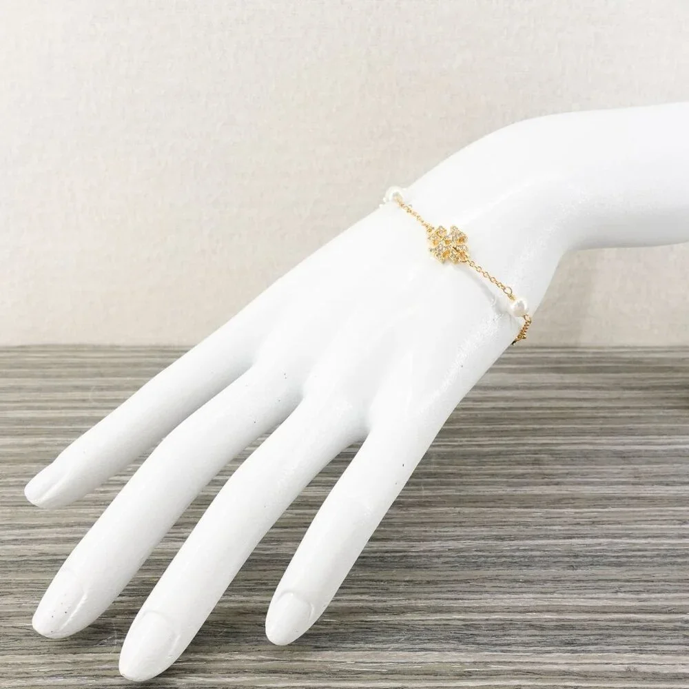 Tory Burch Gemstones and Pearl Bracelet Gold OS - Picture 7 of 16